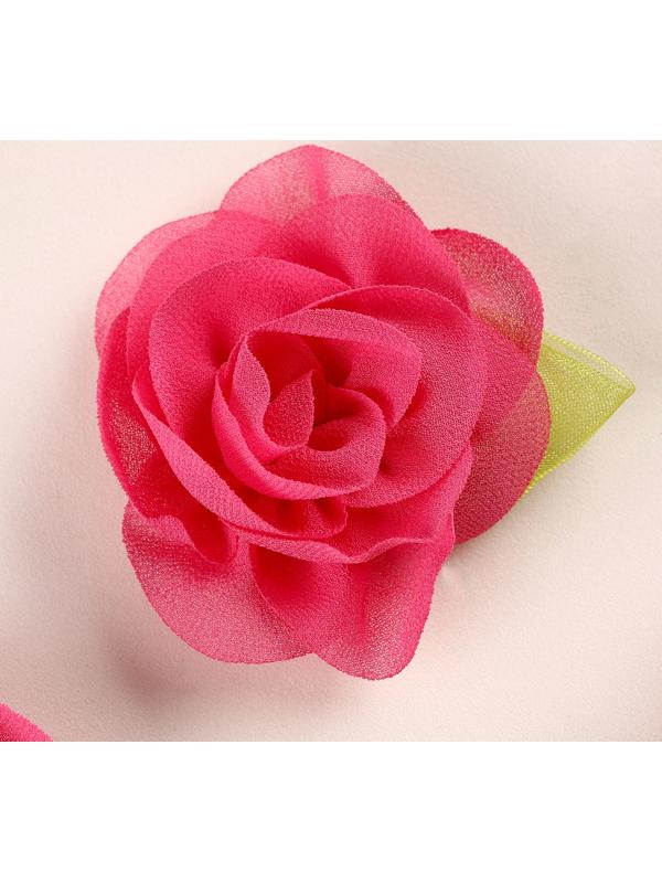 Цветок с лепестками, листиком, из ткани, набор 8 шт., цвет фуксия