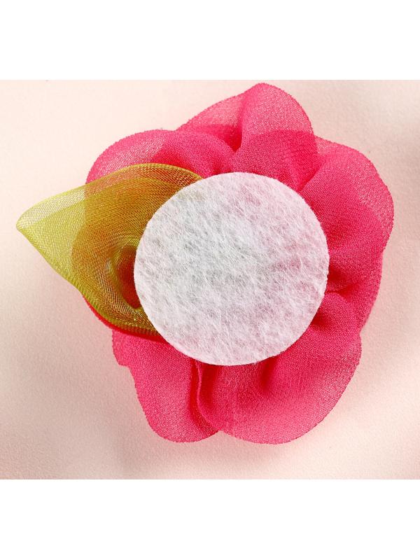 Цветок с лепестками, листиком, из ткани, набор 8 шт., цвет фуксия