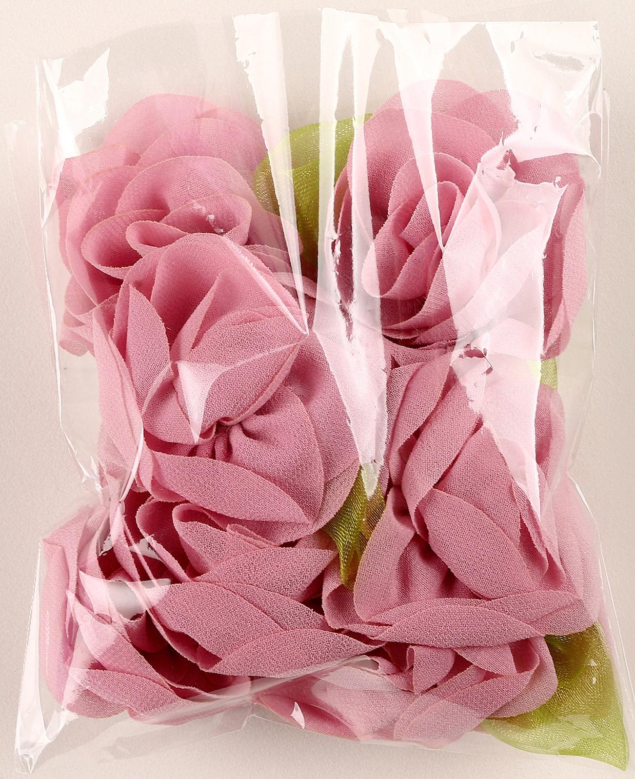 Цветок с лепестками, листиком, из ткани, набор 8 шт., цвет розовый