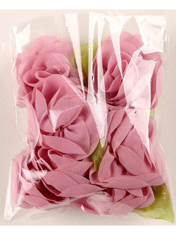 Цветок с лепестками, листиком, из ткани, набор 8 шт., цвет розовый