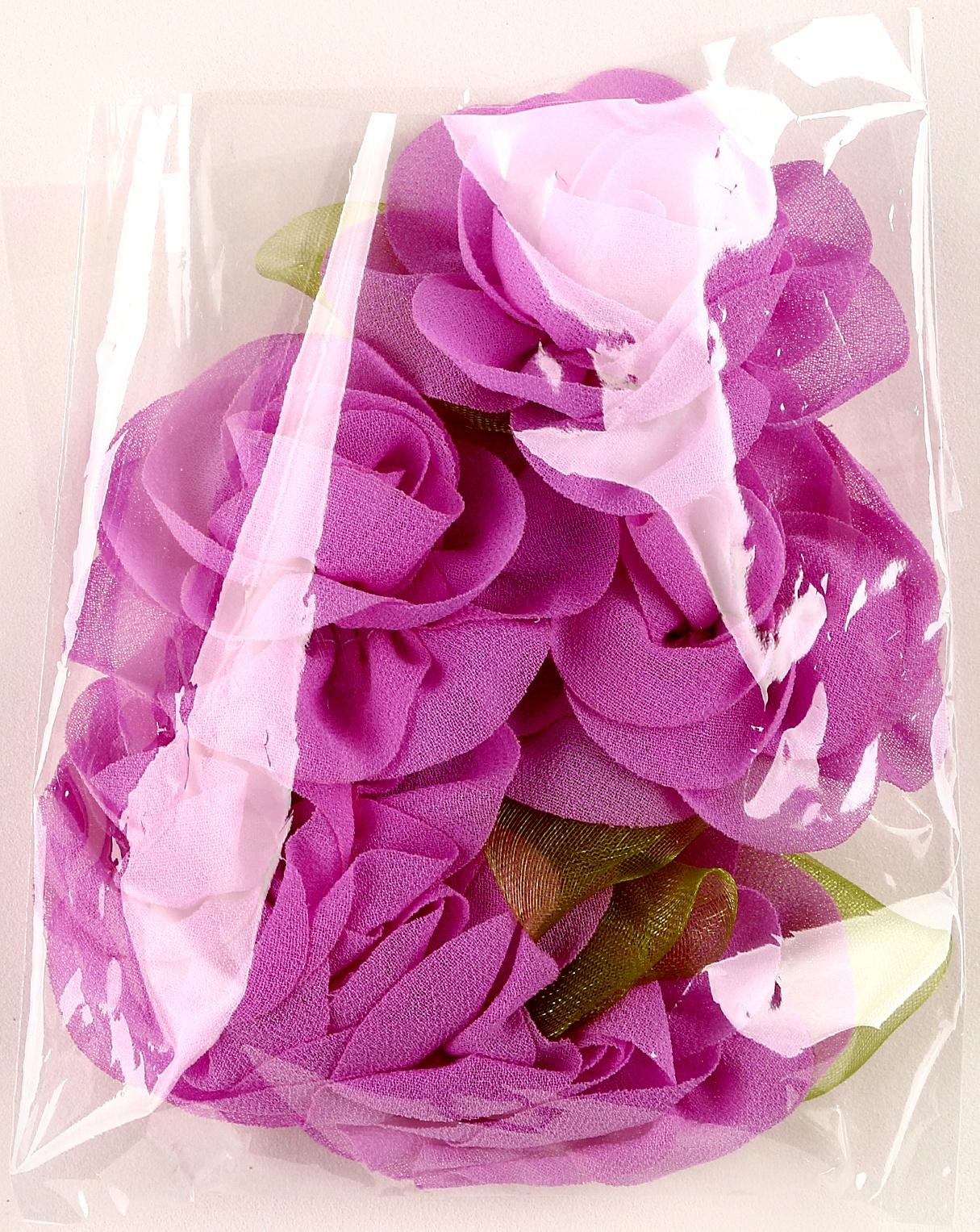 Цветок с лепестками, листиком, из ткани, набор 8 шт., цвет фиолетовый