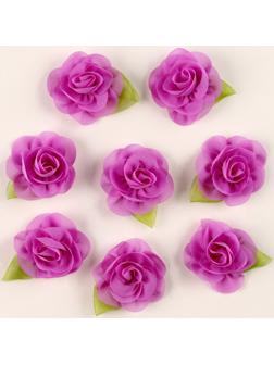 Цветок с лепестками, листиком, из ткани, набор 8 шт., цвет фиолетовый