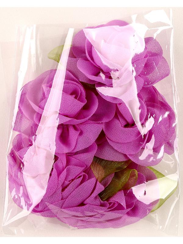 Цветок с лепестками, листиком, из ткани, набор 8 шт., цвет фиолетовый