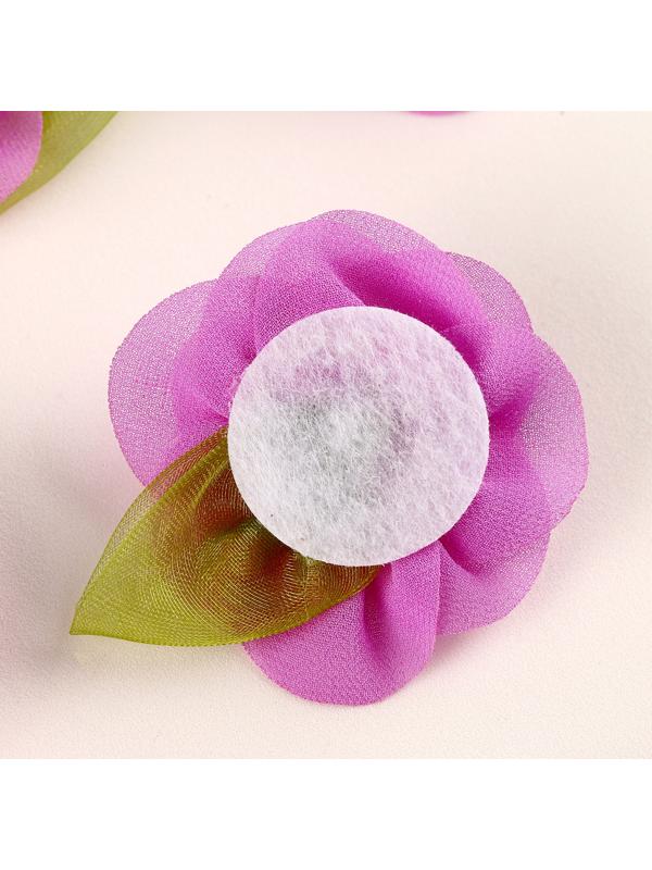 Цветок с лепестками, листиком, из ткани, набор 8 шт., цвет фиолетовый