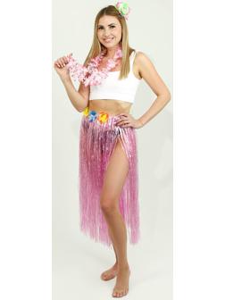 Гавайский набор «Тропики»: юбка, зажим, венок, цвет розовый