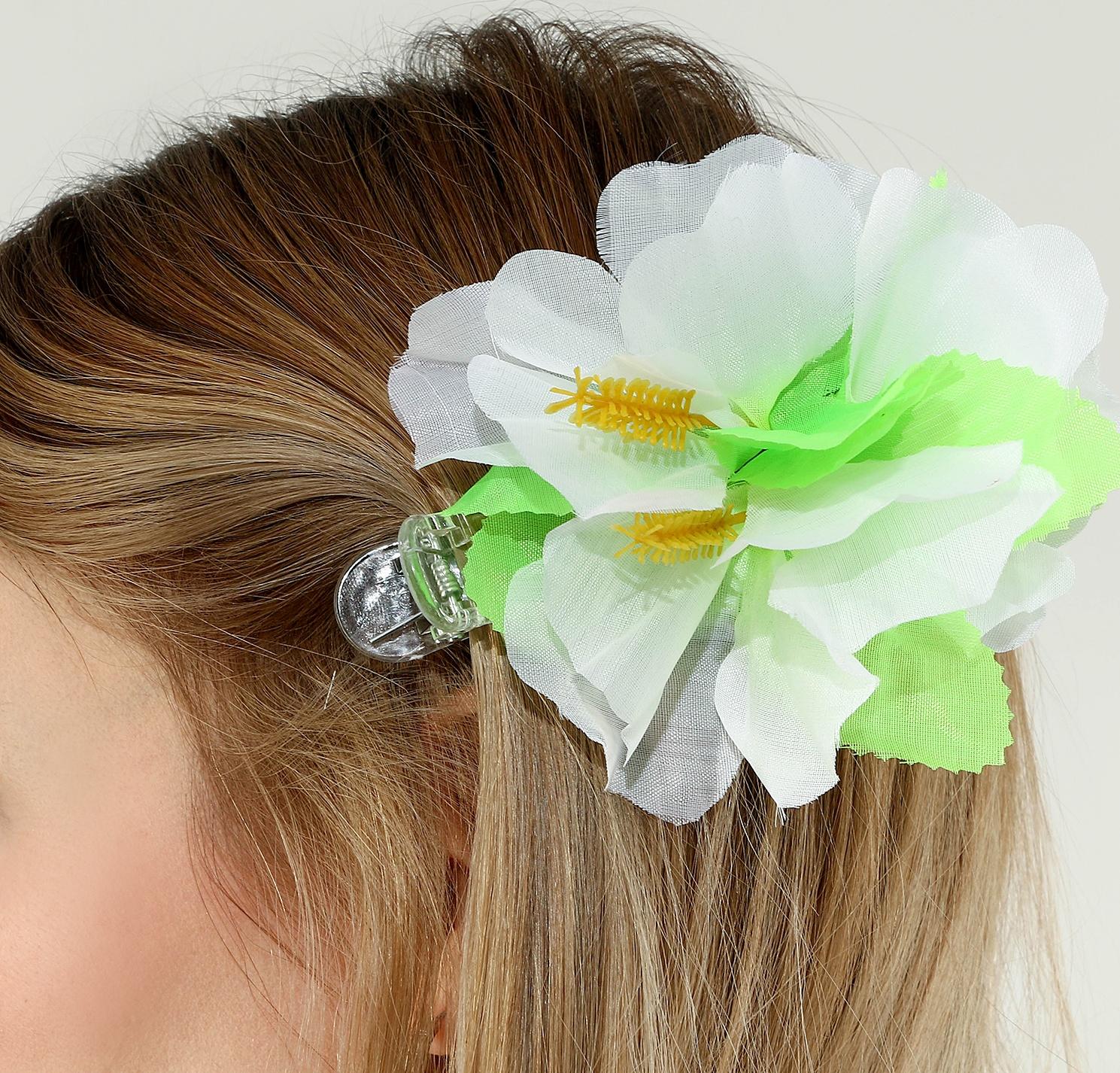 Гавайский набор «Тропики»: юбка, зажим, венок, цвет белый