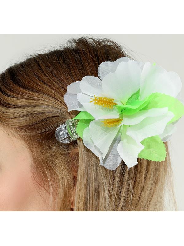 Гавайский набор «Тропики»: юбка, зажим, венок, цвет белый