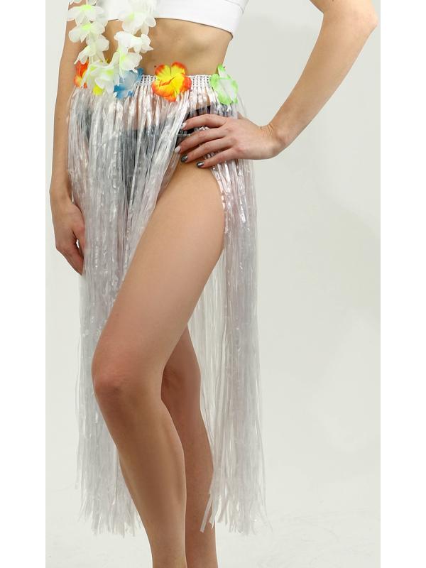 Гавайский набор «Тропики»: юбка, зажим, венок, цвет белый