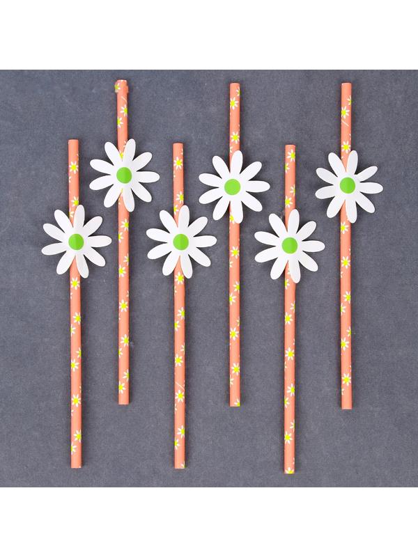 Трубочки для коктейля «Ромашки», набор 6 шт.