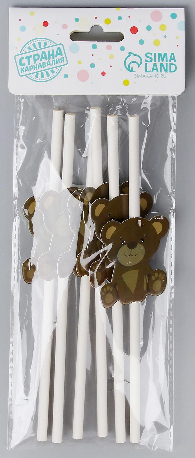 Трубочки для коктейля «Медвежата», набор 6 шт.