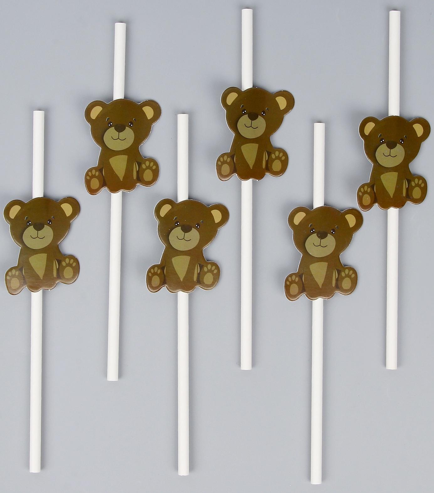 Трубочки для коктейля «Медвежата», набор 6 шт.