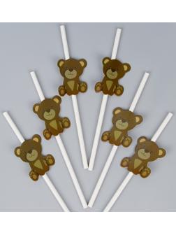 Трубочки для коктейля «Медвежата», набор 6 шт.