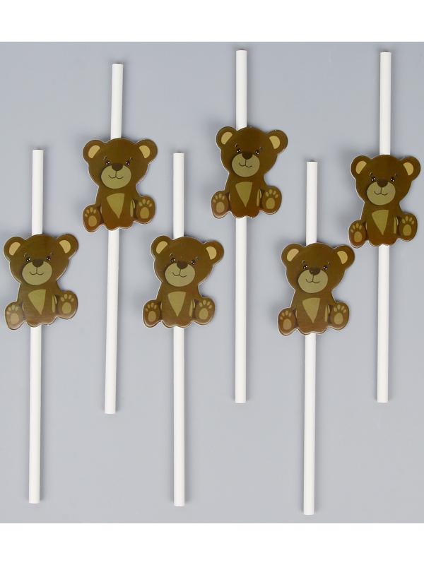 Трубочки для коктейля «Медвежата», набор 6 шт.