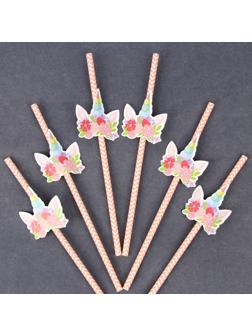 Трубочки для коктейля «Единорог», набор 6 шт.