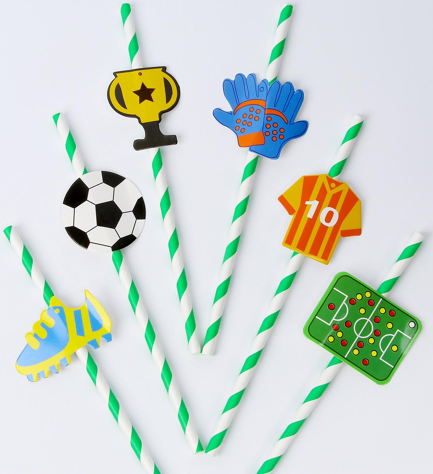 Трубочки для коктейля «Футбол», набор 6 шт.
