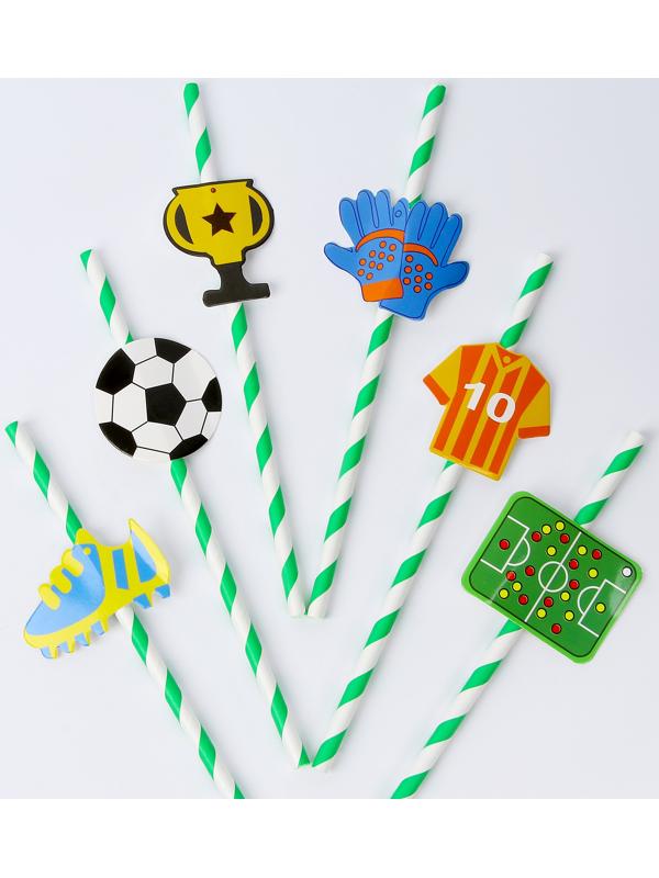 Трубочки для коктейля «Футбол», набор 6 шт.