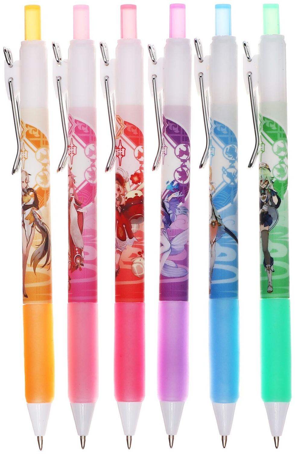 Ручка гелевая автоматическая 0,5мм черная, Аниме МИКС (штрихкод на штуке)