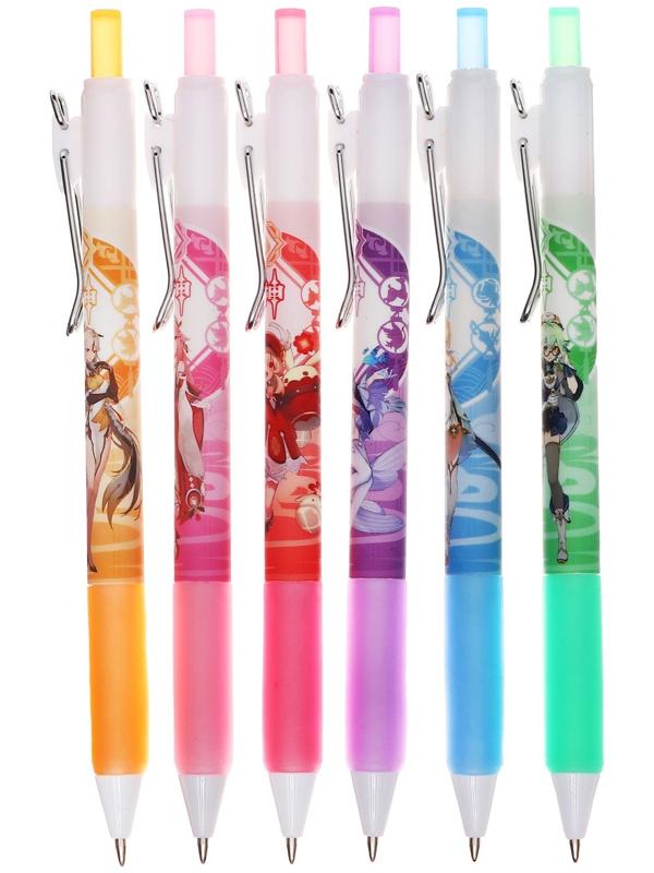 Ручка гелевая автоматическая 0,5мм черная, Аниме МИКС (штрихкод на штуке)