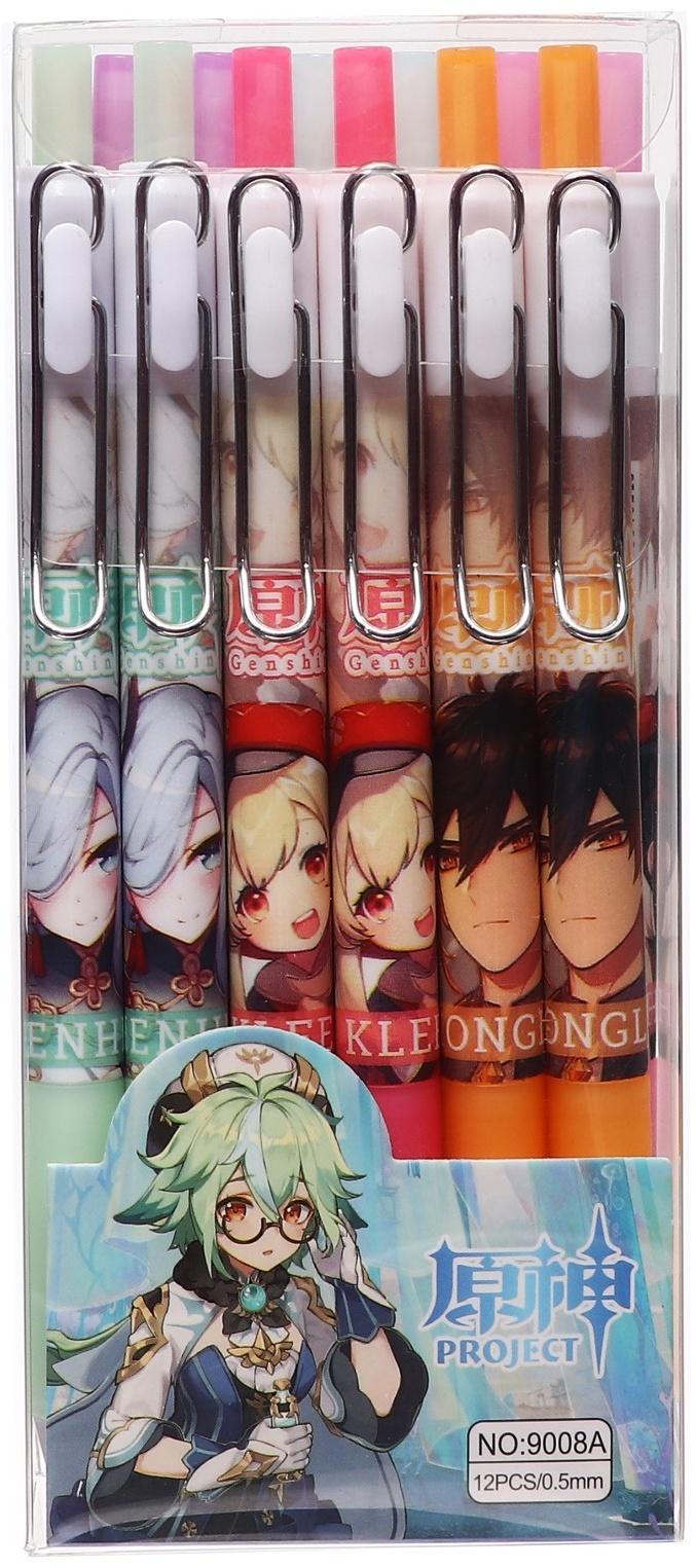 Ручка гелевая автоматическая 0,5мм черная, Аниме МИКС (штрихкод на штуке)