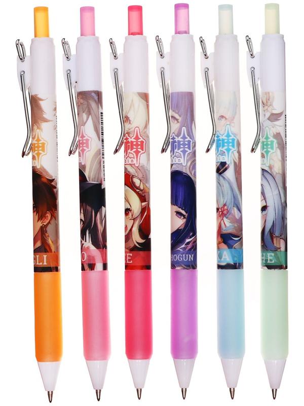 Ручка гелевая автоматическая 0,5мм черная, Аниме МИКС (штрихкод на штуке)