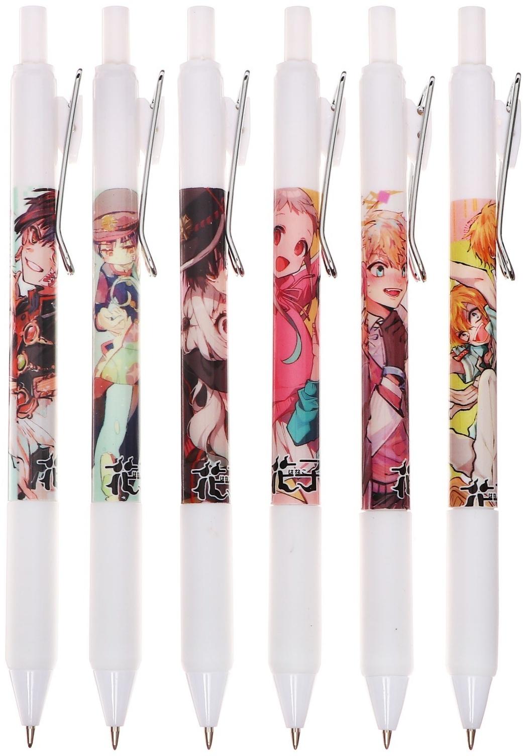 Ручка гелевая автоматическая 0,5мм черная, Аниме МИКС (штрихкод на штуке)