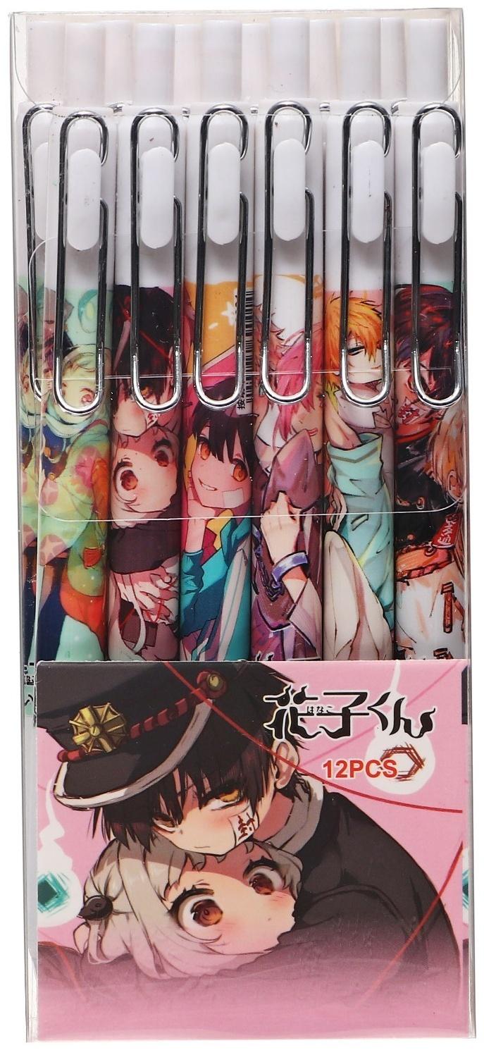 Ручка гелевая автоматическая 0,5мм черная, Аниме МИКС (штрихкод на штуке)