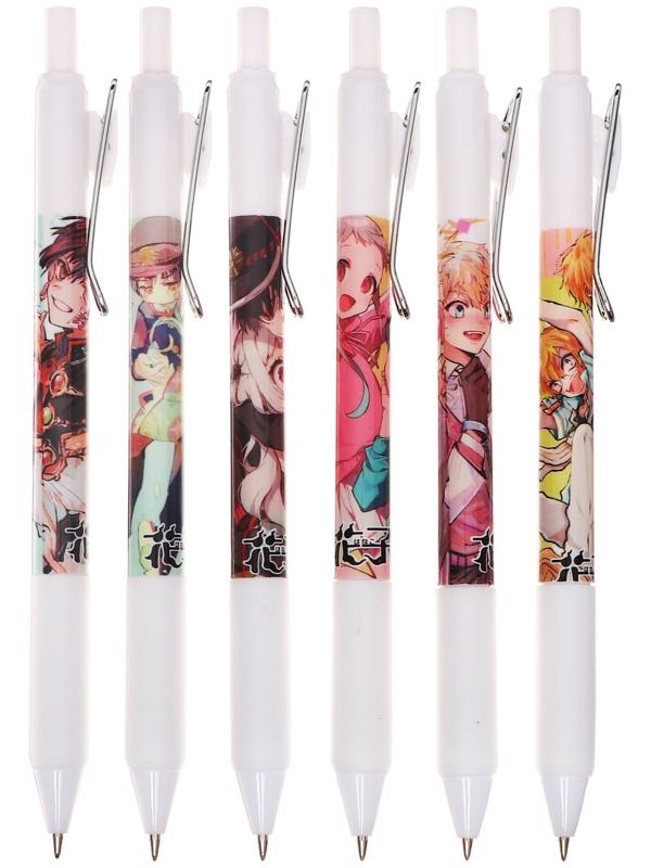 Ручка гелевая автоматическая 0,5мм черная, Аниме МИКС (штрихкод на штуке)