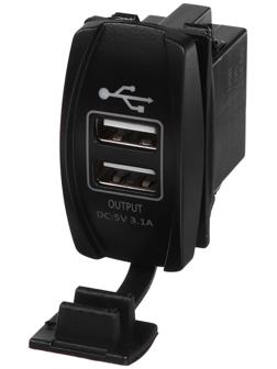 Зарядное устройство, 12-24 В, 2 USB, 3.1 А, черный