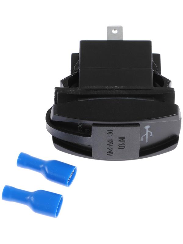 Зарядное устройство, 12-24 В, 2 USB, 3.1 А, черный