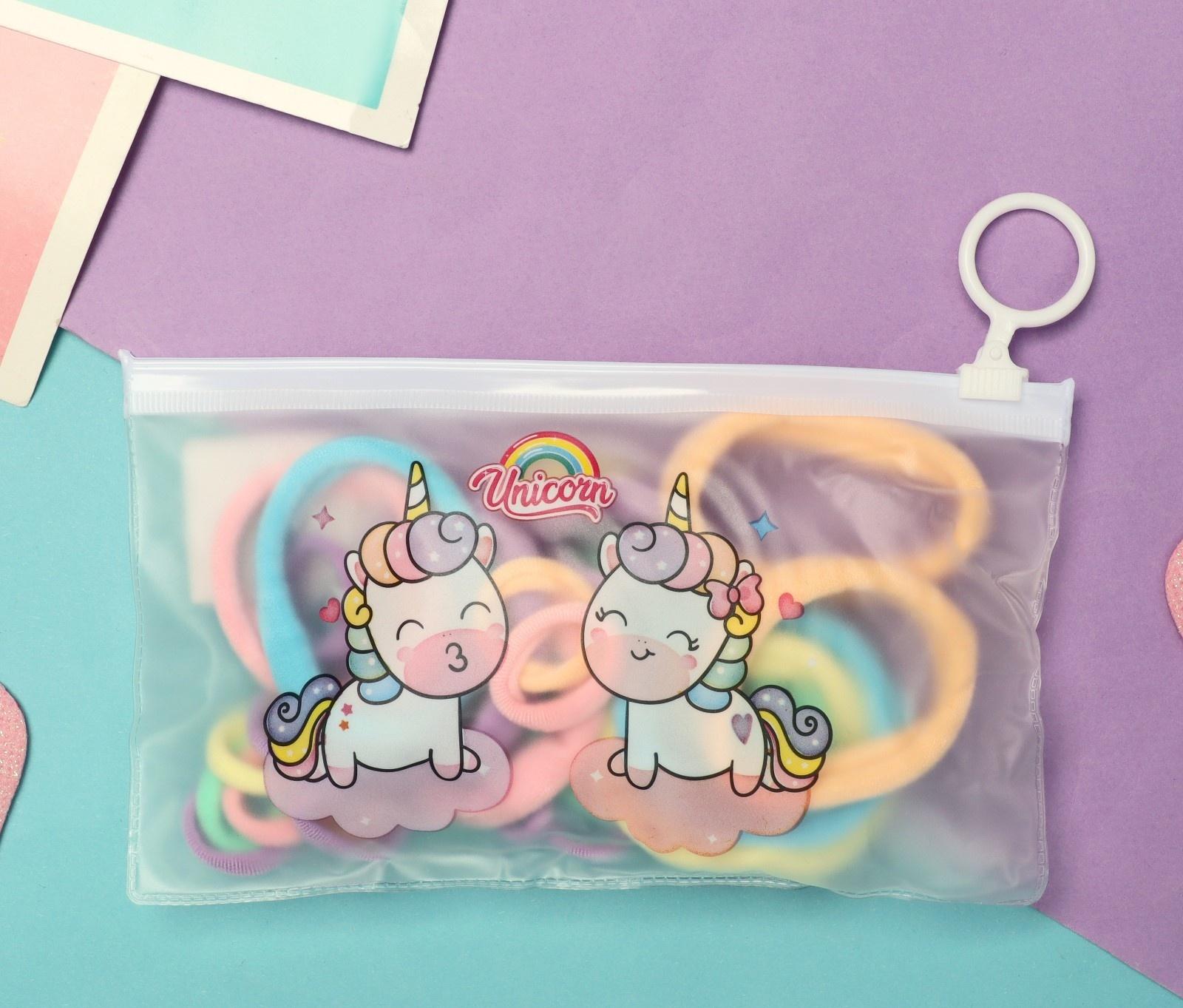 Резинка для волос «Непоседа» (набор 42 шт) единорожек яркость, 4,5 и 2 см, микс