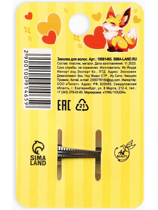 Заколка для волос на открытке Kawaii, 3,7 х 1,4 х 1 см