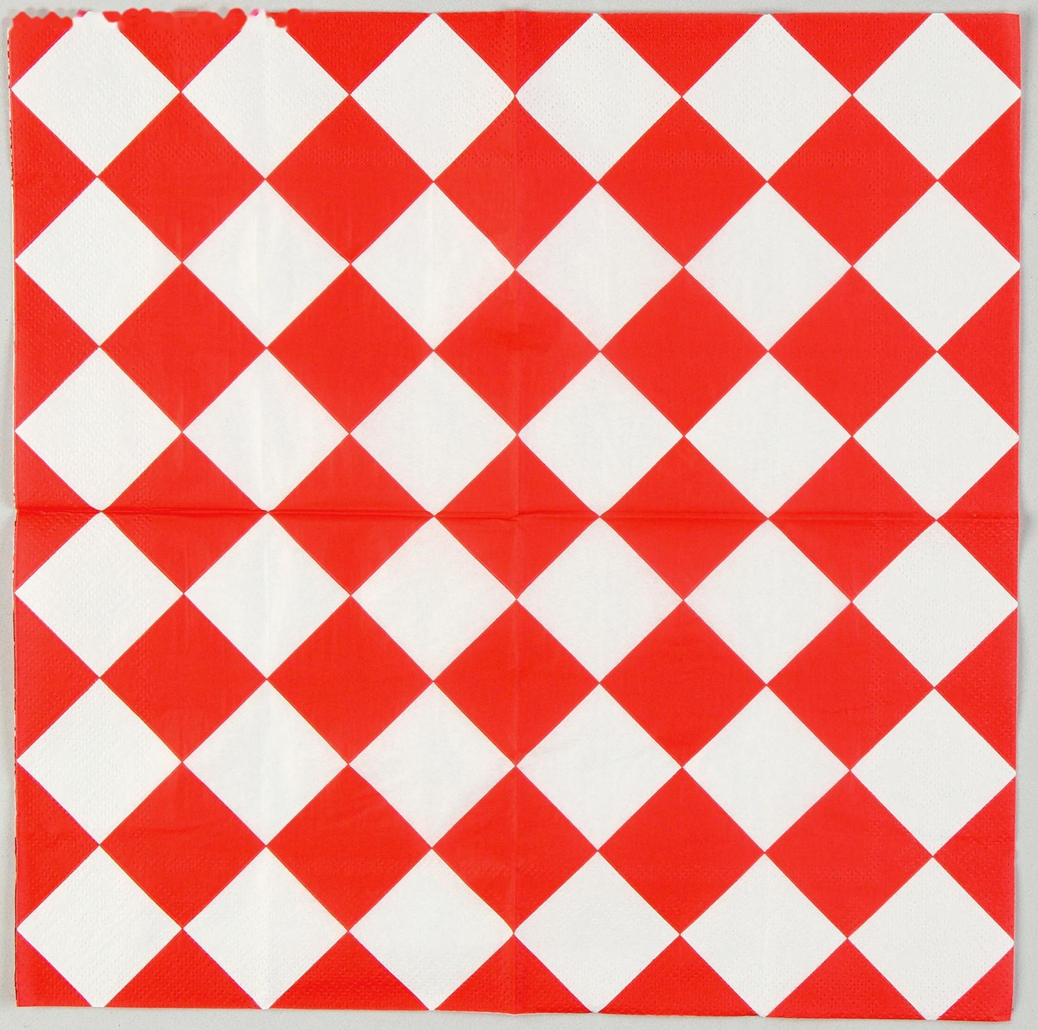 Салфетки бумажные «Красные ромбики» 33х33 см, набор 20 шт.