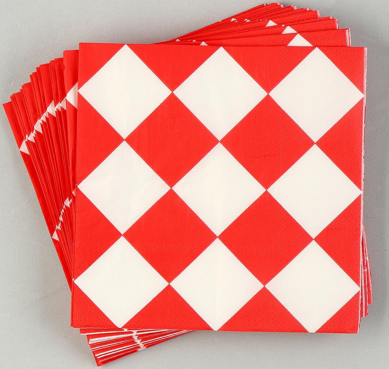 Салфетки бумажные «Красные ромбики» 33х33 см, набор 20 шт.