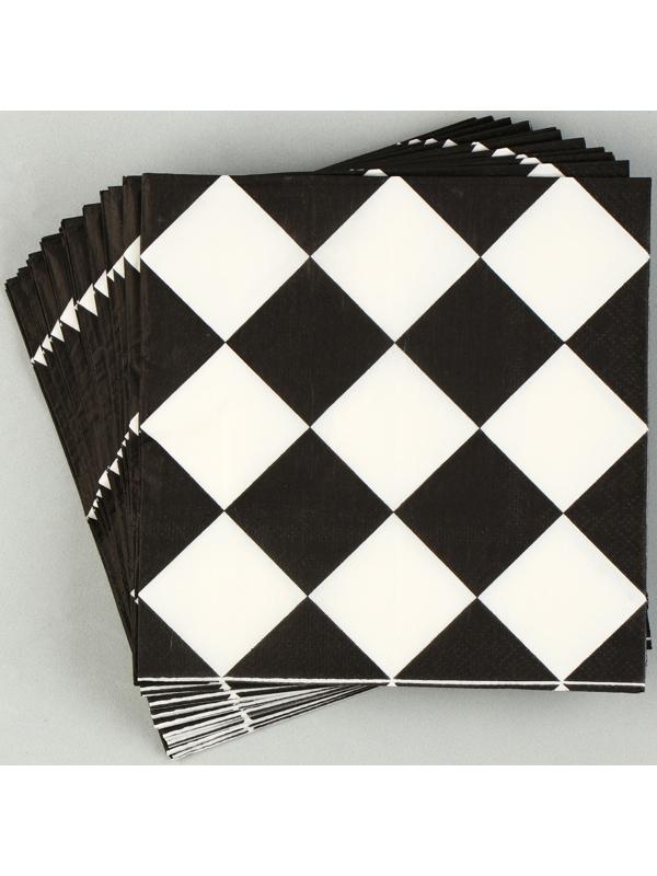 Салфетки бумажные «Чёрные ромбики» 33х33 см, набор 20 шт.