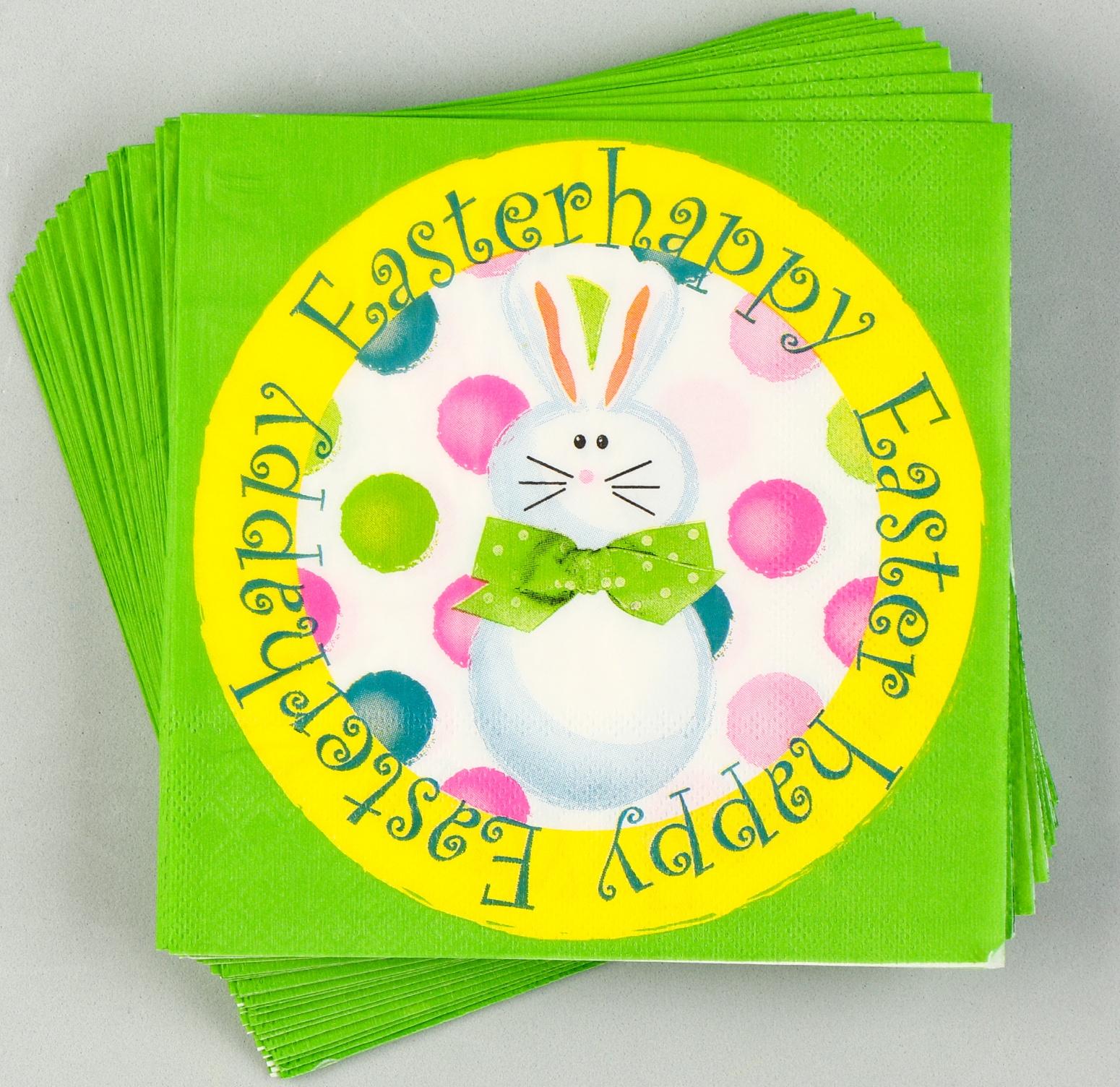 Салфетки бумажные «Светлой Пасхи» белый кролик, 33х33 см, набор 20 шт.