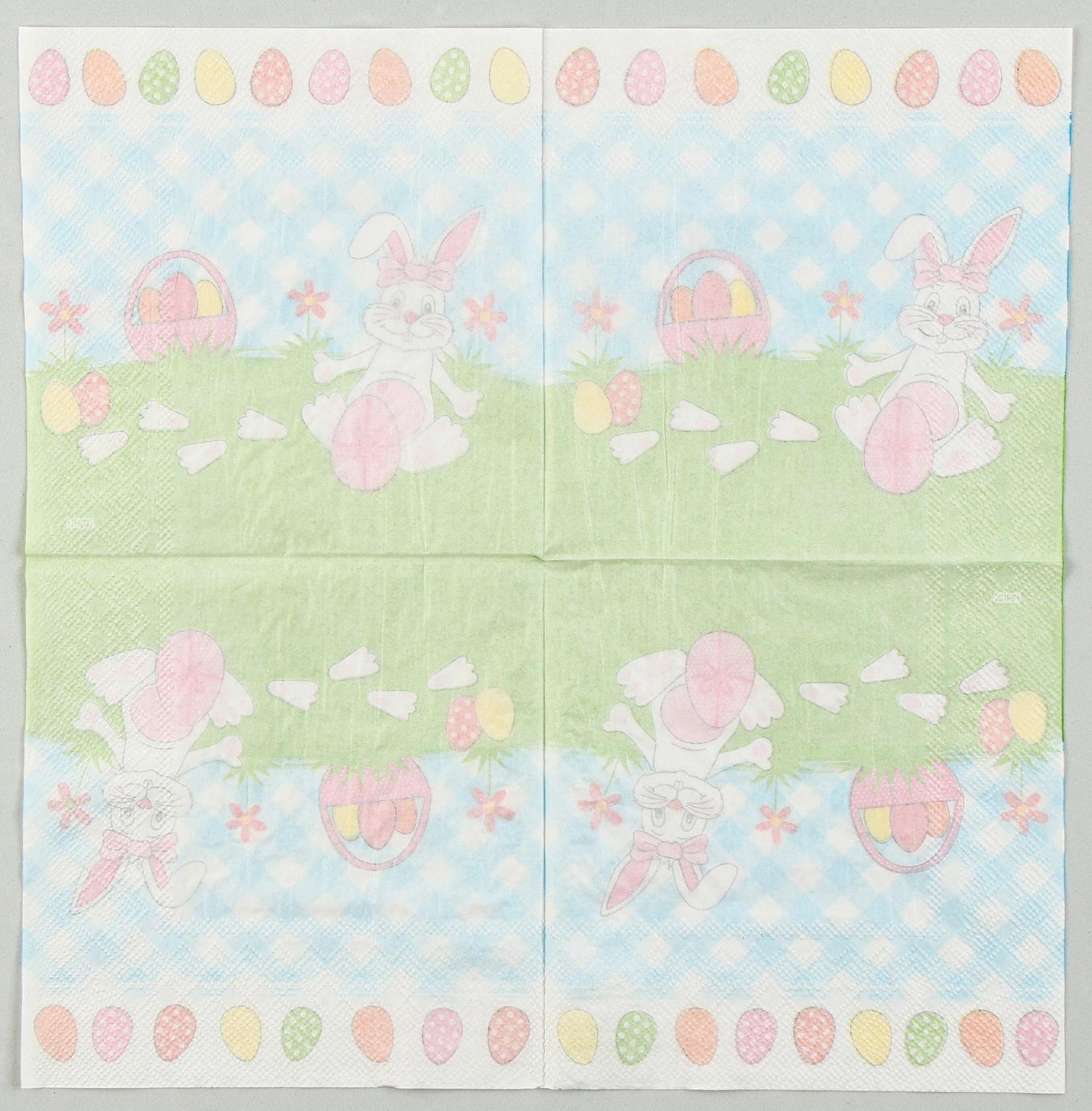 Салфетки бумажные «Белый кролик» с розовым бантиком, 33х33 см, набор 20 шт.