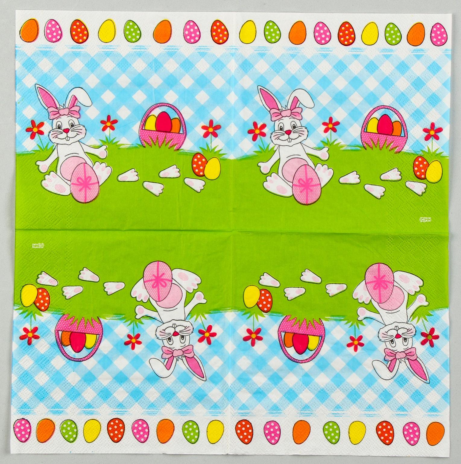 Салфетки бумажные «Белый кролик» с розовым бантиком, 33х33 см, набор 20 шт.