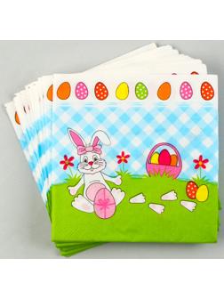 Салфетки бумажные «Белый кролик» с розовым бантиком, 33х33 см, набор 20 шт.