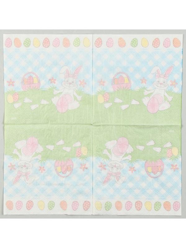 Салфетки бумажные «Белый кролик» с розовым бантиком, 33х33 см, набор 20 шт.