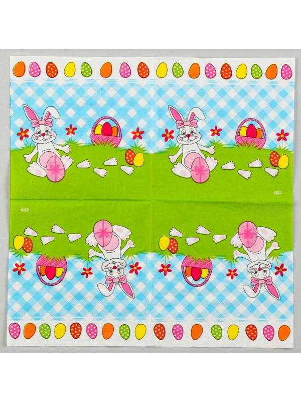 Салфетки бумажные «Белый кролик» с розовым бантиком, 33х33 см, набор 20 шт.