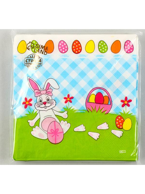 Салфетки бумажные «Белый кролик» с розовым бантиком, 33х33 см, набор 20 шт.
