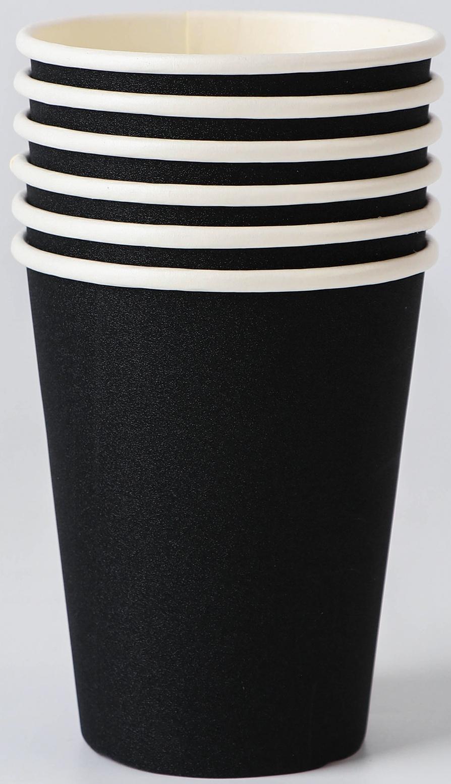 Стаканы бумажные, 6 шт, цвет черный