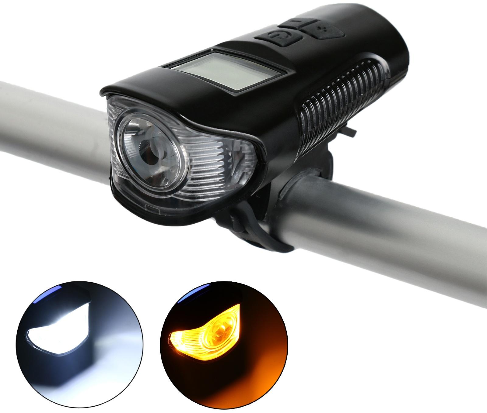 Фонарь велосипедный аккумуляторный,300 лм,1500 мАч,5Вт,LED,4 режима,сигнал,спидометр,черный