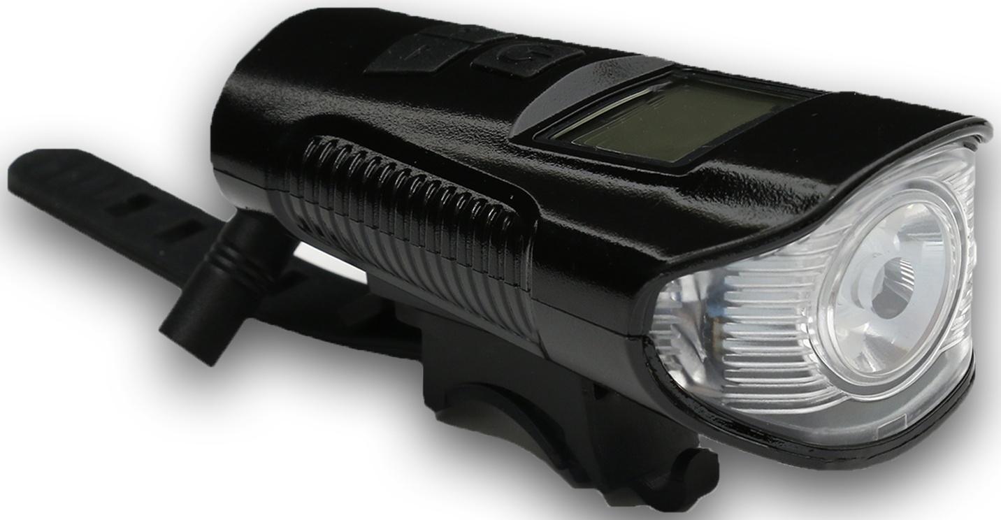 Фонарь велосипедный аккумуляторный,300 лм,1500 мАч,5Вт,LED,4 режима,сигнал,спидометр,черный