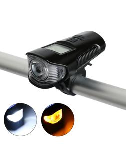 Фонарь велосипедный аккумуляторный,300 лм,1500 мАч,5Вт,LED,4 режима,сигнал,спидометр,черный