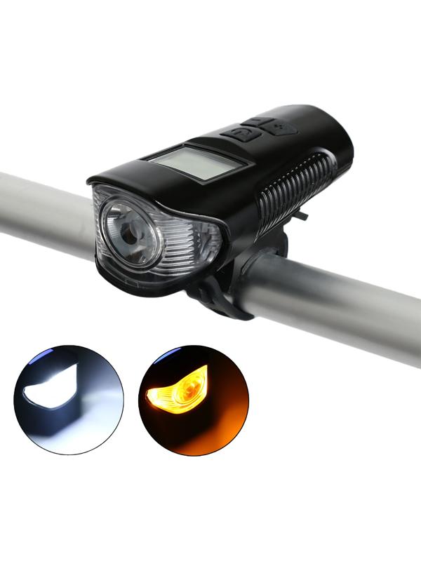Фонарь велосипедный аккумуляторный,300 лм,1500 мАч,5Вт,LED,4 режима,сигнал,спидометр,черный