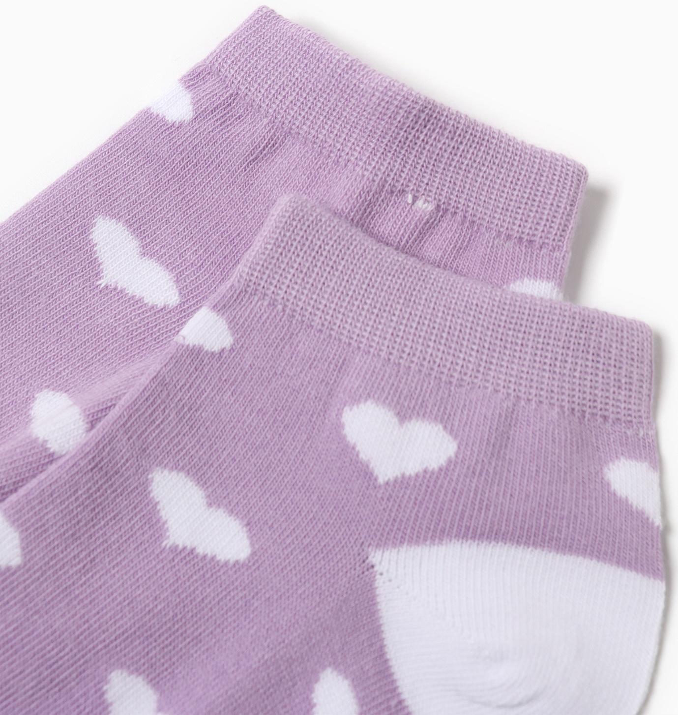 Носки женские Сердца, цвет сиреневый/белый, р-р 25