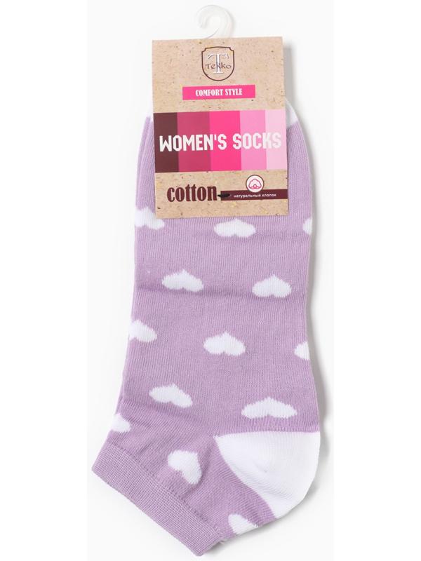 Носки женские Сердца, цвет сиреневый/белый, р-р 25