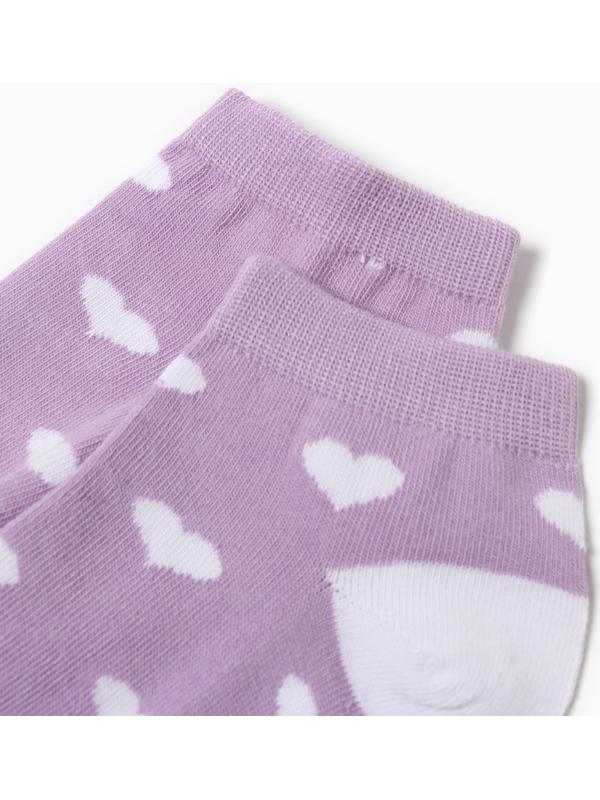 Носки женские Сердца, цвет сиреневый/белый, р-р 25