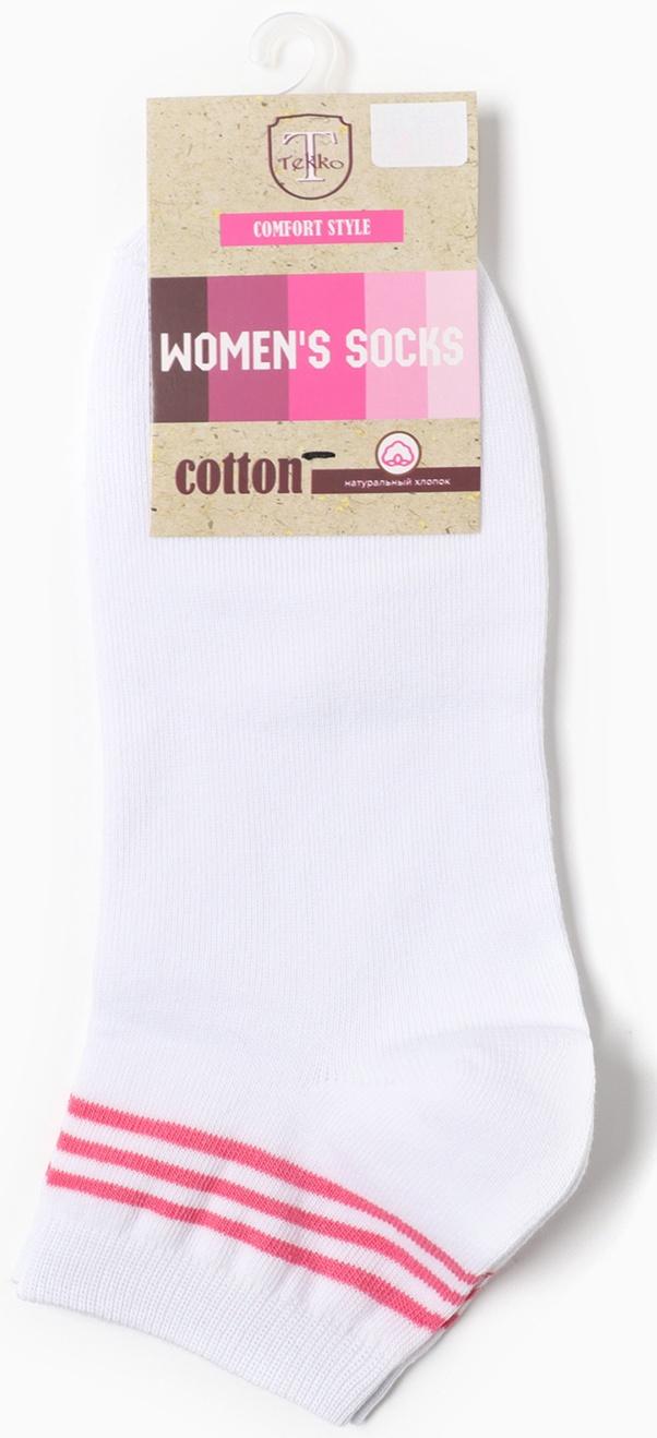 Носки женские Полоски, цвет белый/розовый, р-р 23